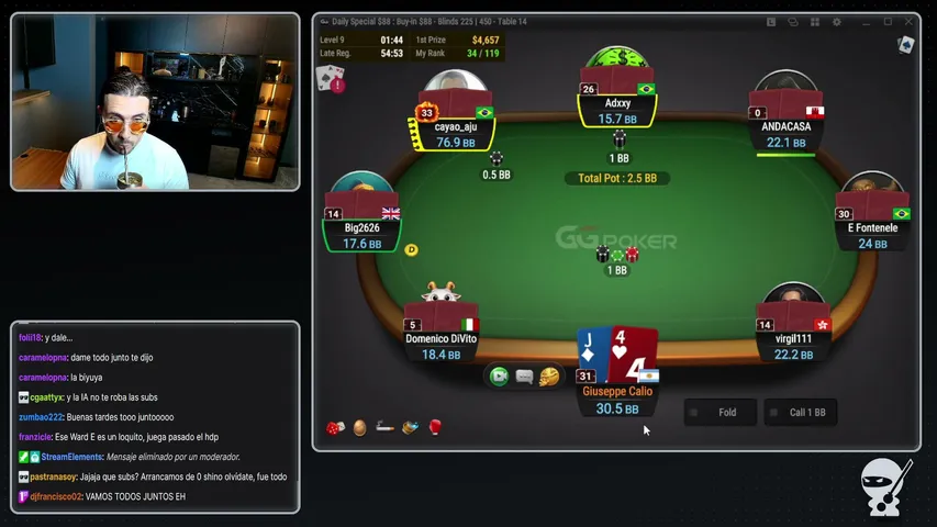 giuseppe-calio playing Poker - Live Casino Stream