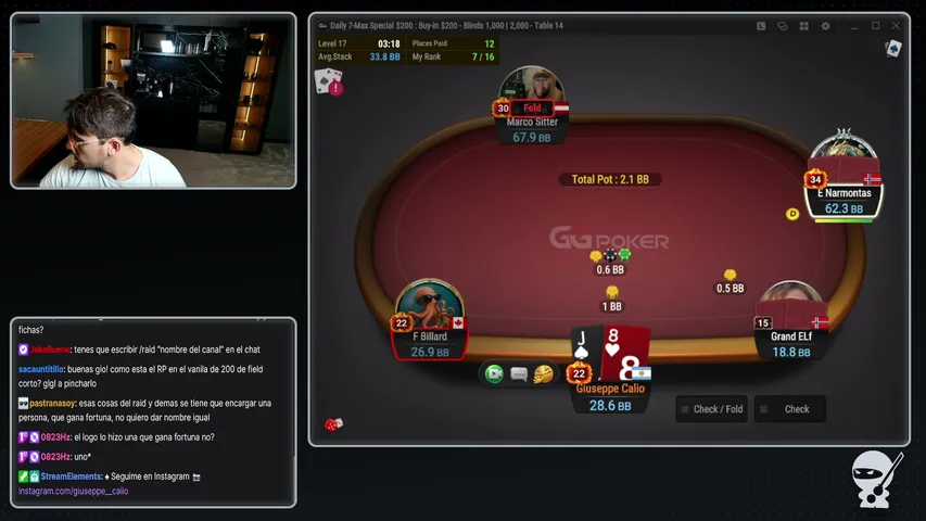 giuseppe-calio playing Poker - Live Casino Stream