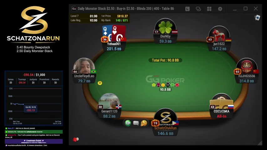 schatzonarun playing Poker - Live Casino Stream