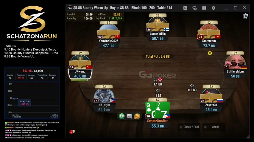 schatzonarun playing Poker - Live Casino Stream