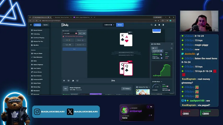 badluckbear1 playing Slots & Casino - Live Casino Stream