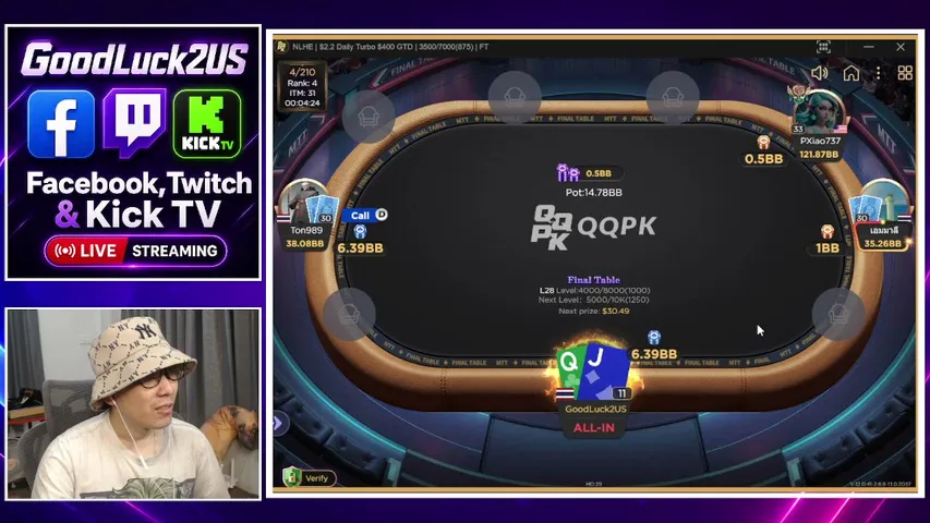 GoodLuck2US playing Poker - Live Casino Stream