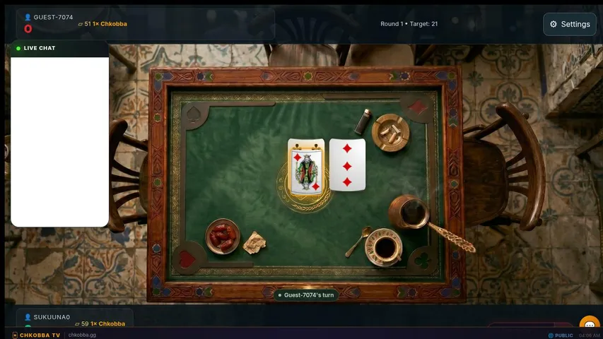 chkobba-gg playing Card Games - Live Casino Stream