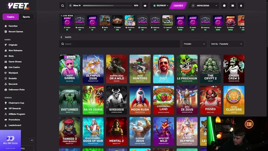 DEFAC3D playing Slots & Casino - Live Casino Stream