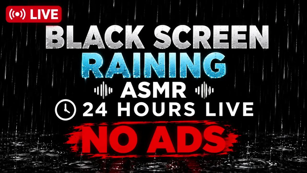 🌧️ BLACK SCREEN RAIN SOUNDS ASMR 🌧️ 24/7 LIVE • NO ADS • SLEEP, RELAX & STUDY